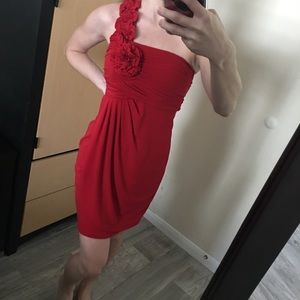 Red one shoulder dress